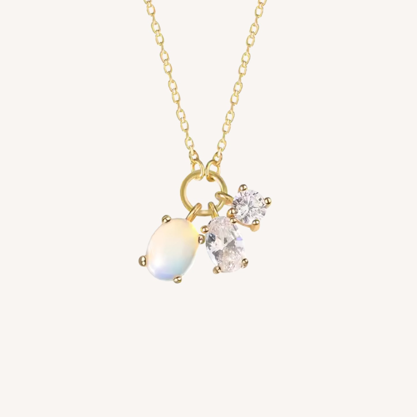 COLLANA MOONSTONE IN ARGENTO PLACCATO ORO