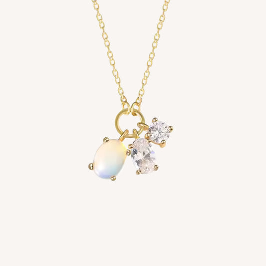 COLLANA MOONSTONE IN ARGENTO  PLACCATO ORO