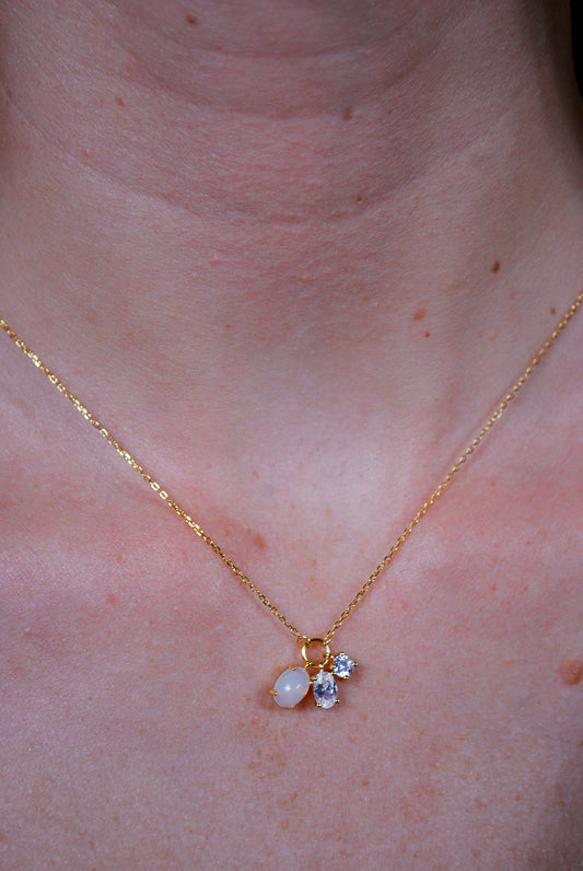 COLLANA MOONSTONE IN ARGENTO  PLACCATO ORO